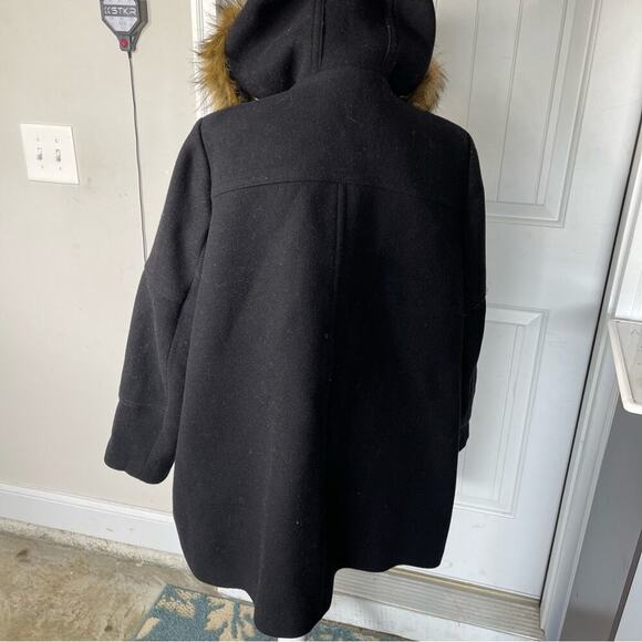 J Crew Plus Chateau Parka black Stadium Cloth Nello Gori wool blend coat size 22 - Picture 3 of 8